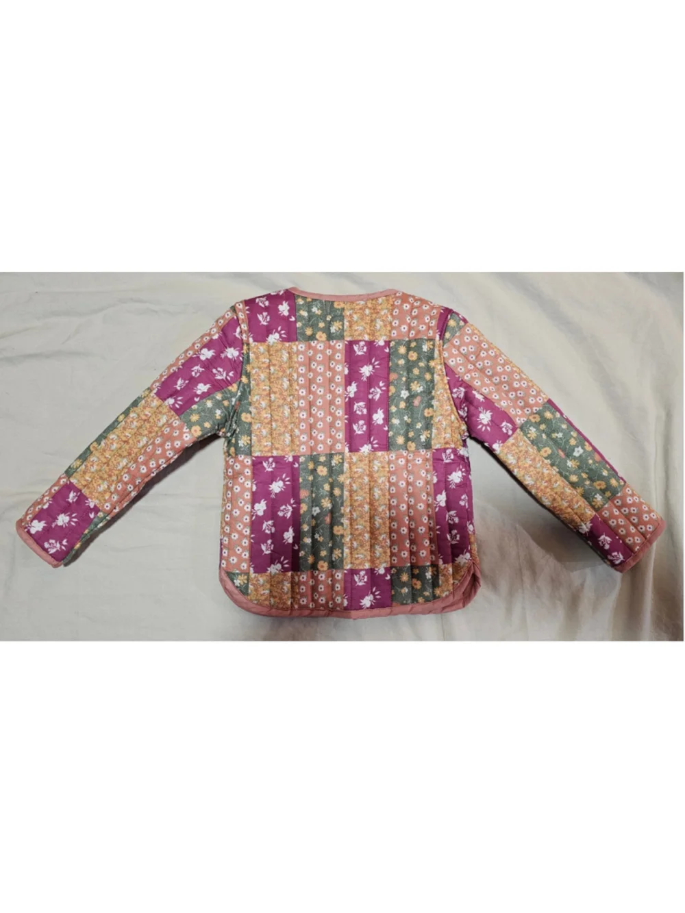 Toddler Girls Margaux & Lexi Quilted Floral Patchwork Jacket Size 3T Pink Yellow